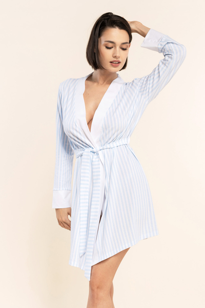 Robe de chambre à rayures bleues 